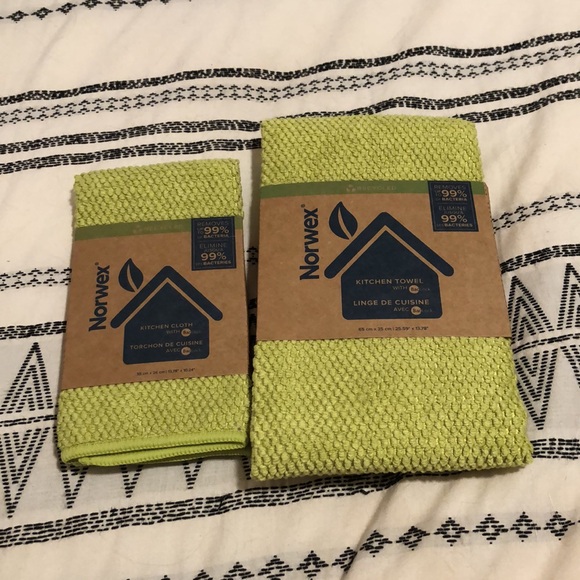 Norwex Diamond Textured Kitchen Towel & Cloth Set AVOCADO NIP - Picture 5 of 6